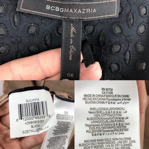 BCBGMaxAzria Guilianna Tulip Black Eyelet Lace Mini Dress 6 - Picture 15 of 15